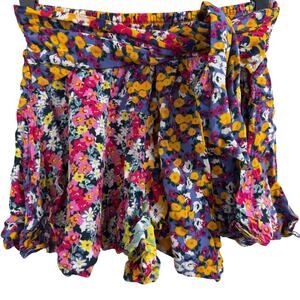 Patrons of Peace DZ Wildflower Floral Multicolor Tie Front Skort Shorts Sz Small